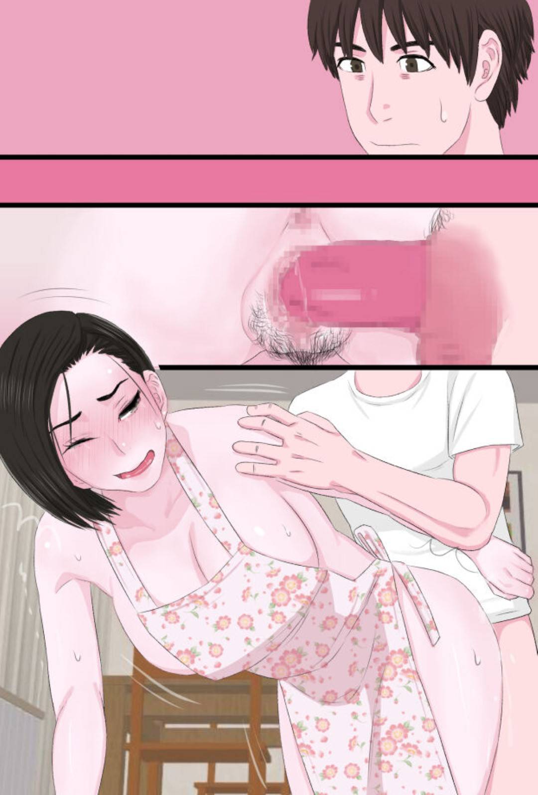 【エロ漫画】息子とエッチな事をする関係となったムチムチママ。彼女は夫がいない間に彼にフェラ抜きしたり、手コキしたりし、更には何度も中出しセックスしまくる！